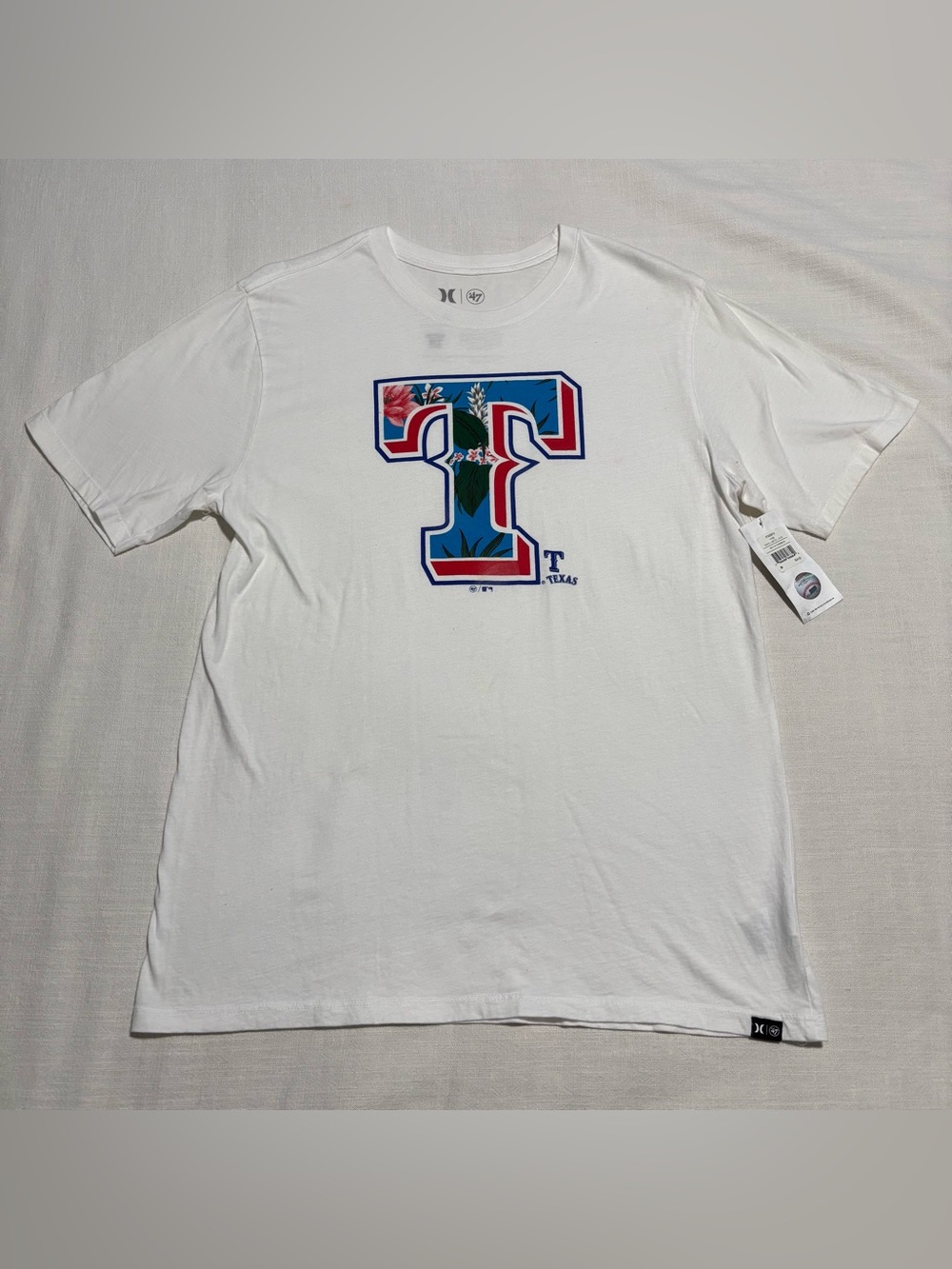 Men’s Hurley x 47 Brand Texas Rangers Floral Logo Tee | Size Medium | NWT